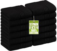 Utopia Towels - Lot de Serviettes de Luxe 30 x 30 CM Noir - Serviettes de Toilette et Gants de Toilette en Flanelle très absorbants (Lot de 12)