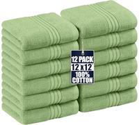 Utopia Towels - Lot de Serviettes de Luxe 30 x 30 CM Vert Sauge - Serviettes de Toilette et Gants de Toilette en Flanelle très absorbants (Lot de 12)