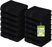 Utopia Towels - Lot de Serviettes de Toilette Premium (30 x 30 cm,) 100% Coton, Gants de Toilette/Serviette de Visage, Très Absorbants et Doux au Toucher (Paquet de 12) (Noir)