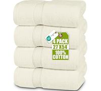 Utopia Towels - Lot de 4 Serviettes de Bain (69x137 cm) - 100% Coton filé à l'anneau, séchage Rapide, très absorbantes, Douces au Toucher, parfaites pour Un Usage Quotidien Ivorie
