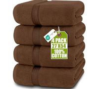 Utopia Towels - Lot de 4 Serviettes de Bain (69x137 cm) - 100% Coton filé à l'anneau, séchage Rapide, très absorbantes, Douces au Toucher, parfaites pour Un Usage Quotidien - Marron foncé