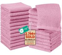Utopia Towels -Set de Gants de Toilette (Lot de 24 - Rose) -100% Coton filé à l'anneau, Serviettes de Toilette 30 x 30 CM, Debarbouillette très absorbants-Petite Serviettes