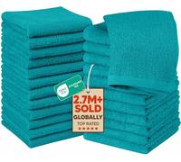 Utopia Towels -Set de Gants de Toilette (Lot de 24 - Turquoise) -100% Coton filé à l'anneau, Serviettes de Toilette 30 x 30 CM, Debarbouillette très absorbants-Petite Serviettes