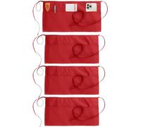 Utopia Wear Lot de 4 tabliers de serveuse à 3 poches, 61 x 30,5 cm, pour la maison et la cuisine - rouge - adulte