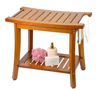 Utoplike Banc de douche en bambou pour la douche intérieure, tabouret de salle de bain avec poignées, étagère de rangement, chaise de bain en bois pour le rangement des serviettes, le spa et la douche