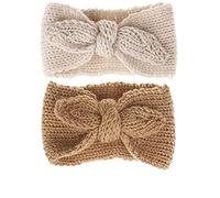 UTOWO Turban tricoté pour nouveau-né et enfant de 0 à 6 ans (camel + beige)