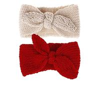 UTOWO Turban tricoté pour nouveau-né et enfant de 0 à 6 ans (rouge + beige)
