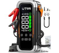 UTRAI Booster Batterie Voiture avec Gonfleur & Souffleur, 6000A Demarreur Batterie Voiture avec Sortie PD 30W, Lampe LED D’Urgence, Jump Starter Applicable à Tous Gaz ou 10L Diesel