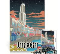 Utrecht Pays-Bas Pays de Galles Puzzle de 1000 pièces représentant la Skyline Nocturne d'Utrecht idéal pour Adultes Développe l'esprit d'analyse et Offre Un Espace de détente et de Loisirs Assemblage