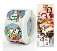 UTRUGAN 500PCS Un Rouleau d'autocollants de Noël 8 Styles Etiquette Autocollante Joyeux Noel Ronde Autocollants de Cadeau de Noël pour Sacs Cadeaux, Enveloppes, Cartes, Emballages, Sac en Papier