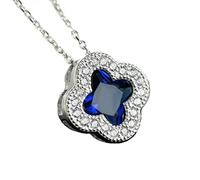 Utsunomiya® Mega Glamour Trèfle Pendentif en cristal avec chaîne en argent sterling 925 collier, Total glanzende Pendentif, de belles fleurs - Collier Femme avec Fleurs, bling bling Accessory, Couleur Bleu