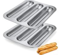 UTTASU 2pcs Nonstick Bread Pan 3 Grid Carbon Steel 32x25cm