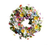 UTTASU Couronne de tulipes artificielles pour porte d'entrée et mur, 45 cm, couronne de fleurs sauvages artificielles réalistes pour le printemps et l'été, pour un style ferme, une utilisation en