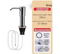 UTTASU Distributeur de savon en acier inoxydable 304 pour évier de cuisine Installation rapide sans outil Plateau d'égouttement inclus Pompe à une touche avec tube en silicone découpable de 1 mètre