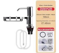 UTTASU Distributeur de savon en acier inoxydable 304 pour évier de cuisine Installation rapide sans outil Plateau d'égouttement inclus Pompe à une touche avec tube en silicone découpable de 1 mètre