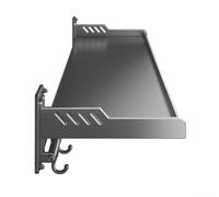 UTTASU Étagère murale pour four à micro-ondes en acier carbone épais avec bords arrondis et crochets mobiles pour ustensiles de cuisine (35 x 50 cm)