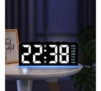 UTTASU Horloge de bureau LED multifonction avec luminosité réglable, alarme numérique et batterie de secours