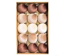 UTTASU Lot de 15 boules décoratives de Noël en velours pour décoration de fenêtre de sapin de Noël, design festif avec boucle de suspension (marron)