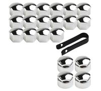 UTTASU Lot de 20 cache-écrous de roue chromés de 17 mm avec outil de démontage pour n'importe quelle voiture - Convient aux têtes de boulons de 17 mm, couvercles en plastique ABS, améliore la finition
