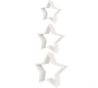UTTASU Lot de 3 étoiles décoratives en bois blanc massif à cinq pointes pour décoration de Noël, vacances, décoration d'intérieur, 30,5 x 29,8 cm, 25,9 x 25,9 cm, 20,8 x 19,8 cm, affichage saisonnier