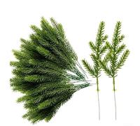 UTTASU Lot de 60 branches de pin artificielles en plastique vert pour décoration de Noël - Couronne d'intérieur ou d'extérieur - 17 cm