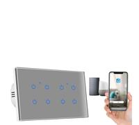 UTTASU Panneau de commutation intelligent pour application Tuya Télécommande Interrupteur tactile avec commande vocale pour Alexa et Smart Life, 2 à 8 vitesses, contrôle par application, Wi-Fi 2,4 GHz