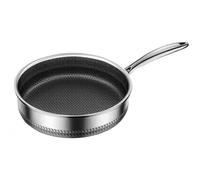 UTTASU Poêle wok antiadhésive en acier inoxydable avec surface en maille, convient à l'induction, pour gaz et électrique, poignée ergonomique, passe au lave-vaisselle, 28 cm