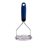 UTTASU Presse-purée en acier inoxydable avec poignée ergonomique, outil de cuisine robuste pour presser les pommes de terre et les tomates, peu encombrant, design compact, 15,8 cm, bleu