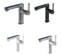 UTTASU Robinet de lavabo à lumière LED avec affichage de la température avec deux modes de pulvérisation, robinet mitigeur d'évier de salle de bain à trou unique