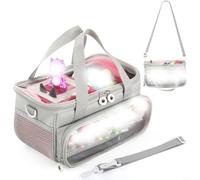 UTTASU Sacs de rangement, étui de transport portable pour lecteur audio Toniebox et figurines - Sac de rangement spacieux avec bandoulière, PVC et tissu, plusieurs options de couleur (gris)