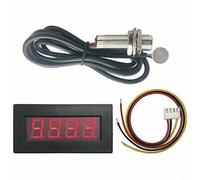 UTTASU Tachymètre numérique LED à 4 chiffres, 5-9999 tr/min | Capteur de proximité à Hall - Affichage bleu vert 72 x 36 mm pour mesure de vitesse industrielle (rouge)