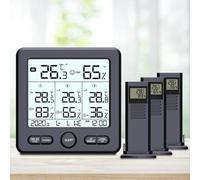 UTTASU Thermomètre Hygromètre Numérique Sans Fil Intérieur Extérieur Radio Station Météo Kit avec Portée 100 m et Écran 4,72"