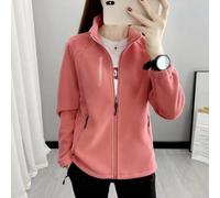 UTTASU Women Solid Fleece Jacket Plush Stand Collar Warm | Soft plush stand collar, solid color design, moderate elasticity, regular length, daily home wear