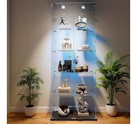 UTTQEW Vitrine en Verre avec LED, Vitrine de Collection avec 5 Étagères en Verre et 2 Portes Verrouillables, sur Pied Vitrines Trempé Moderne, 186x78x34 cm, Noir (Lumière Tactile Noir)