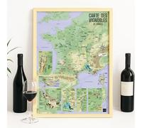 UTTSCHEID Affiche des Vignobles Français 2025 | Régions Viticoles et du Relief | Grand Format | Poster mural déco | Non pliée (Relief, B2 (50 x 70,7 cm), Avec cadre)