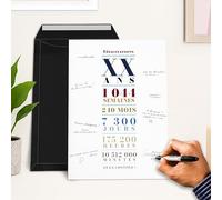 UTTSCHEID Carte Souvenir Personnalisable Élégante - Idéale pour Anniversaire, Mariage, Retraite - Affiche Typographique Verticale - Alternative au Livre d’Or (Sans cadre, Âge personnalisé)