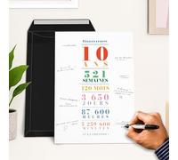 UTTSCHEID Carte Souvenir Personnalisable Élégante - Idéale pour Anniversaire, Mariage, Retraite - Affiche Typographique Verticale - Alternative au Livre d’Or (Sans cadre, 10 Ans)