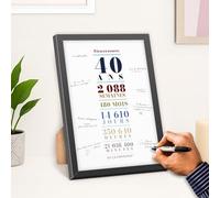 UTTSCHEID Carte Souvenir Personnalisable Élégante - Idéale pour Anniversaire, Mariage, Retraite - Affiche Typographique Verticale - Alternative au Livre d’Or (Avec cadre, 40 Ans)