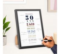 UTTSCHEID Carte Souvenir Personnalisable Élégante - Idéale pour Anniversaire, Mariage, Retraite - Affiche Typographique Verticale - Alternative au Livre d’Or (Avec cadre, 50 Ans)