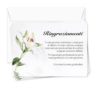 UTTSCHEID Cartes Remerciement en Italien - Deuil - Condoléances - Décès Obsèques - Cartes avec Enveloppes - Format A6 (10,5 x 14,8 cm) - Fleur de lys (30)
