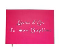 UTTSCHEID Gamme Livre d'or baptême - Paysage - Couverture Mate, Lettres chromées -100 Pages - Qualité Premium - Rose Macaron