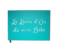 UTTSCHEID Livre d'or de mon bébé - Format A4 paysage - Couverture mate, lettres chromées -100 pages - Qualité premium - Bleu Calanque