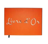 UTTSCHEID Livre d'or - Format A4 Paysage - Couverture Orange Mate, Lettres chromées -100 Pages - Qualité Premium