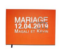 UTTSCHEID Livre d'or Mariage Personnalisé - Lettres chromées ou dorées -100 Pages - Qualité Premium Orange Corail