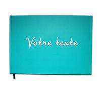 UTTSCHEID Livre d'or Texte personnalisé 1 Ligne - Anniversaire, Souvenir, Cadeau - Lettres chromées ou dorées - 100 Pages - Bleu Calanque