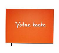 UTTSCHEID Livre d'or Texte personnalisé 1 Ligne - Anniversaire, Souvenir, Cadeau - Lettres chromées ou dorées - 100 Pages - Orange Corail