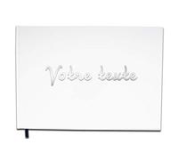 UTTSCHEID Livre d'or Texte personnalisé 1 Ligne - Anniversaire, Souvenir, Cadeau - Lettres chromées ou dorées - 100 Pages - Blanc Pur