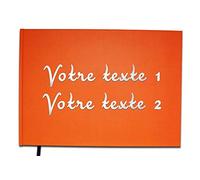 UTTSCHEID Livre d'or Texte personnalisé 2 Lignes - Anniversaire, Souvenir, Cadeau - Lettres chromées ou dorées - 100 Pages - Orange Corail
