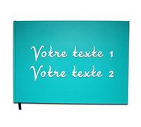 UTTSCHEID Livre d'or Texte personnalisé 2 Lignes - Anniversaire, Souvenir, Cadeau - Lettres chromées ou dorées - 100 Pages - Bleu Calanque