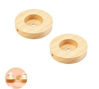 UtySty Lot de 2 bases de lampe de table de 12,9 cm en bois massif rond pour éclairage de bureau, lumière de nuit, lumière LED, base de présentation d'art en bois, projet d'artisanat